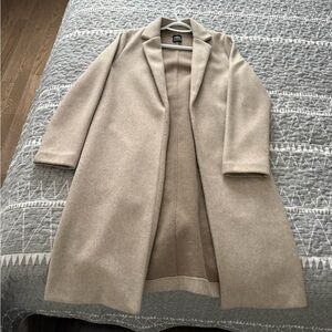 Zara Beige Long Wool-Blend Coat